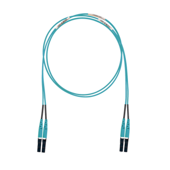 Jumper de Fibra Optica Multimodo 50/125 OM3, LC-LC Duplex, LSZH (Cero Halógenos), Color Aqua, 3 Metros