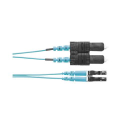 Jumper de Fibra Optica Multimodo 50/125 OM3, LC-SC Duplex, OFNR (Riser), Color Aqua, 2 Metros