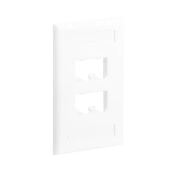 Placa de Pared Vertical Clásica, Salida Para 4 Puertos Mini-Com, Con Espacios Para Etiquetas, Color Blanco