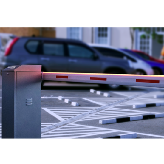 Barrera vehicular derecha / Soporta Brazo de hasta 3 m / Apertura en 1.5 s / Final de Carrera Ajustable por Programación / 