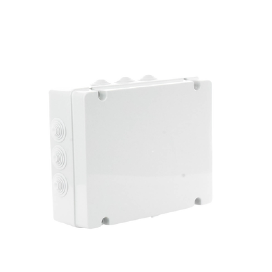 Caja de derivación de PVC Auto-extinguible con 12 entradas, tapa atornillada, 380x300x120 MM, Para Exterior (IP55)