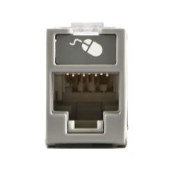 Jack UltraMAX Cat6, UTP, Montaje híbrido en Placa de Pared (Plano y Angulado), Color Gris, Punch Down