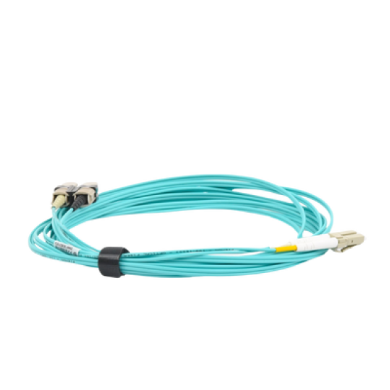 Jumper de Fibra Óptica Multimodo 50/125 XGLO OM3, LC-SC Duplex, OFNR, Color Aqua, 5 Metros