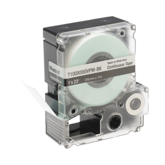  Casete de Etiquetas de Vinilo de Cinta Continua, Color Negro Sobre Blanco, Uso Interior/Exterior, 24 mm (1 in) de Ancho x 7.6 Metros de Largo