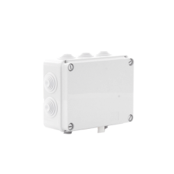 Caja de derivación de PVC Auto-extinguible con 10 entradas, tapa atornillada, 190 x 140 x 70 MM, Para Exterior (IP55)