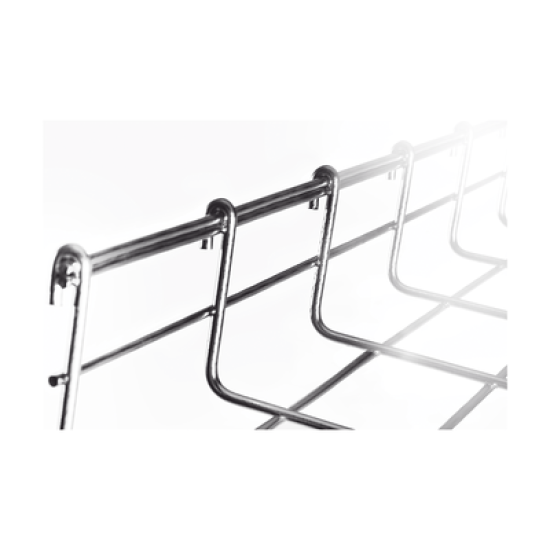 Charola Tipo Malla 66/250 mm, Acabado Electro Zinc, Hasta 263 Cables Cat6, Tramo de 3 Metros