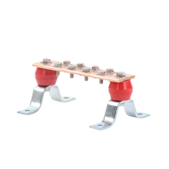 Barra para Unión de Cobre con Capacidad de 1000A, medidas  7-7/8 x 2 x 1/4 in., con Aisladores (Sin Gabinete) 