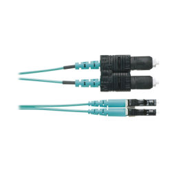 Jumper de Fibra Optica Multimodo 50/125 OM4, LC-SC Duplex, OFNR (Riser), Color Aqua, 3 Metros