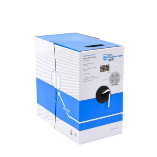 Bobina de cable de 305 m, Cat5e, para intemperie, sin blindar, color blanco, UL, para aplicaciones en CCTV, redes de datos. 