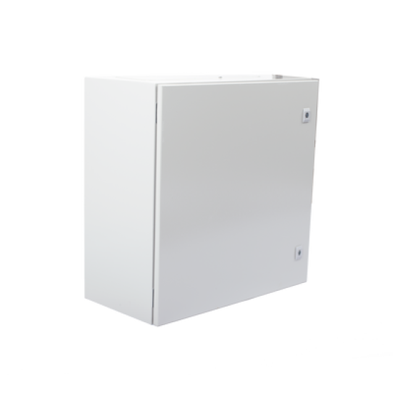 Gabinete de Acero IP66 Uso en Intemperie (600 x 600 x 300 mm) con Placa Trasera Interior Metálica y Compuerta Inferior Atornillable (Incluye Chapa y Llave T).