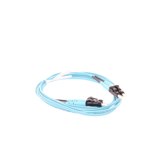 Jumper de Fibra Optica Multimodo 50/125 OM3, LC-LC Duplex, OFNR (Riser), Color Aqua, 2 Metros