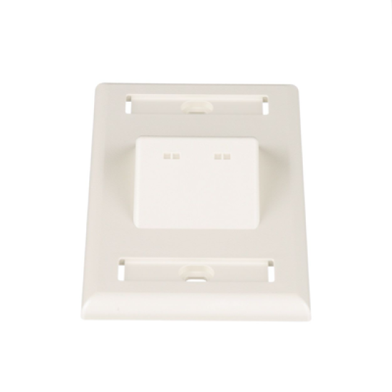 Placa de Pared Vertical Clásica, Salida Para 2 Puertos Mini-Com Inclinados, Con Espacios Para Etiquetas, Color Blanco Mate 