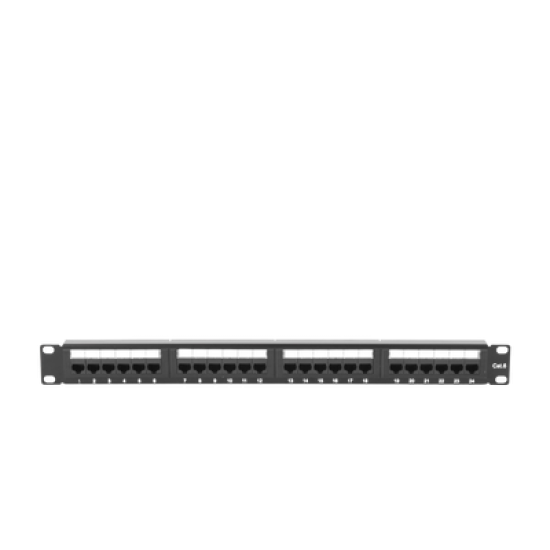 Panel de parcheo de impacto (110) UTP de 24 puertos Cat6, 19in, con barra para organizar cable