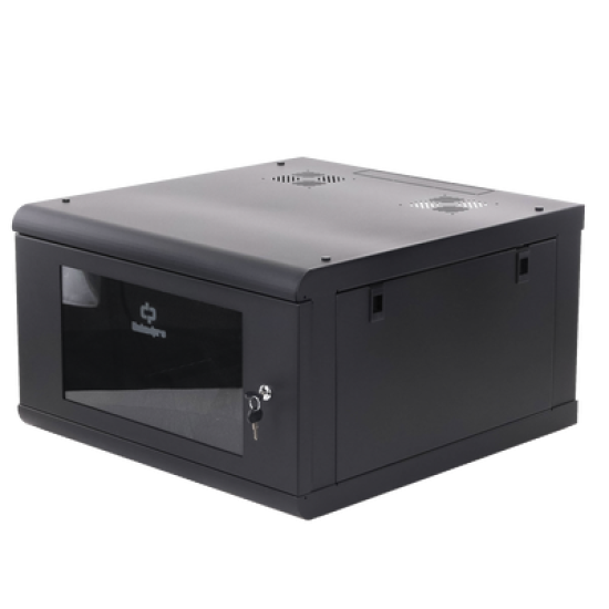 Gabinete de Pared con Puerta de Cristal Templado, 635 mm de Profundidad, 6U Rack de 19'', Acero Reforzado
