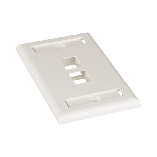 Placa de Pared Vertical, Salida Para 2 Puertos Keystone, Con Espacios Para Etiquetas, Color Blanco Mate