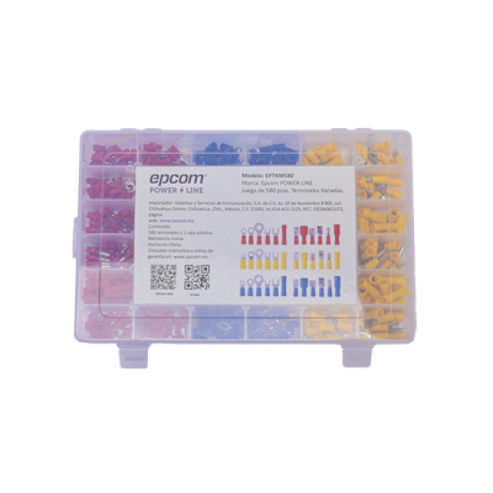 Juego de 580 pzas. Terminales Variadas con Forro y Caja de Almacenamiento.