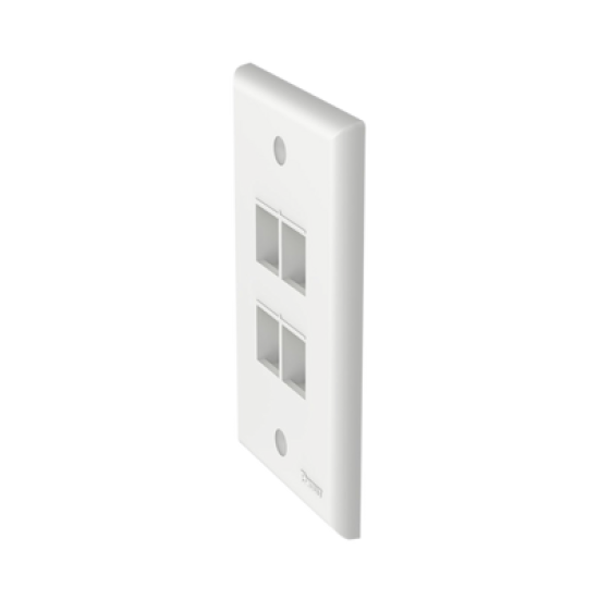 Placa de Pared Vertical, Salida Para 4 Puertos Keystone, Color Blanco 