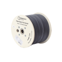 Carrete de 2 km de Fibra Óptica Aérea Mini Figura 8 G.657A2 tipo Drop Plana, Monomodo de 2 Hilos (bifibra), Color Negro,  (No Soporta Conectores Mecánicos)