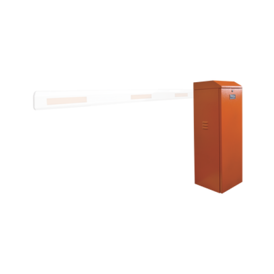 Barrera vehicular izquierda / Soporta brazo de hasta 3 m / Apertura en 1.5 s /Final de carrera ajustable por programación / Movimiento fluido / Diseño elegante color naranja