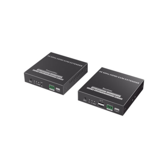 Kit Extensor KVM (HDMI y USB) hasta 120 metros | Transmite el Video y Controla tu DVR vía USB a distancia | Soporta resolución 4K @60Hz | Cat 6, 6a y 7 | Salida Loop en el Tx para visualización local  
