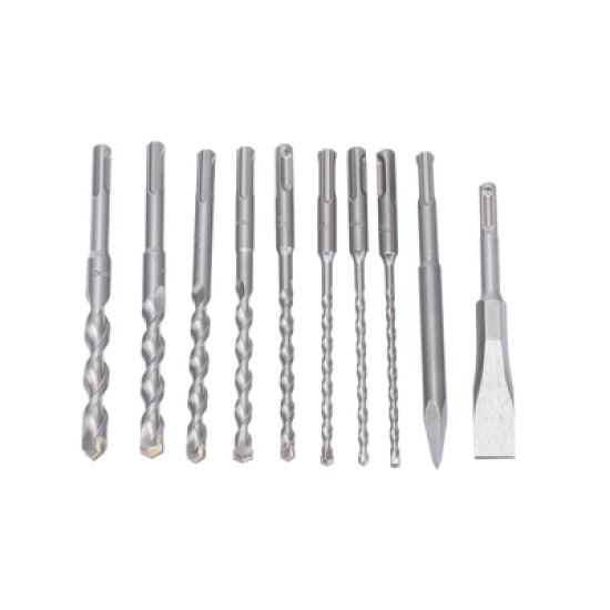  Juego con 10 piezas de brocas y cinceles SDS PLUS