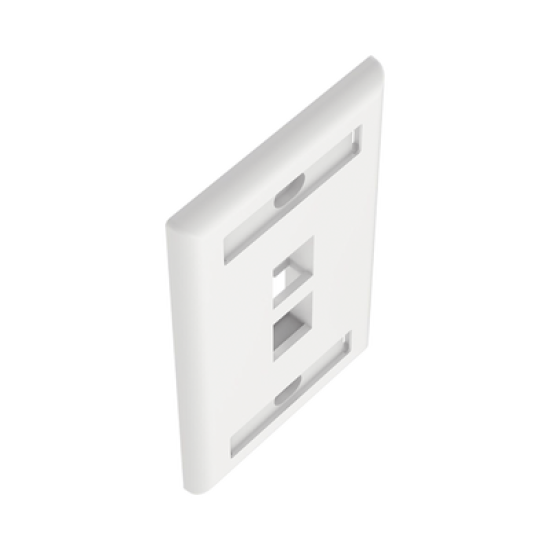 Placa de Pared Vertical, Salida Para 2 Puertos Keystone, Con Espacios Para Etiquetas, Color Blanco