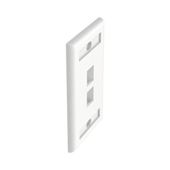Placa de Pared Vertical, Salida Para 2 Puertos Keystone, Con Espacios Para Etiquetas, Color Blanco