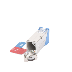 Jack Z-MAX Cat6A, Blindado, Montaje híbrido en Placa de Pared (Plano y Angulado), Color Azul