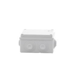 Caja de derivación de PVC Auto-extinguible con 6 entradas, tapa atornillada, 100x100x50 MM, (Medidas internas, mayor área permisible para e cable, Para exterior (IP55)