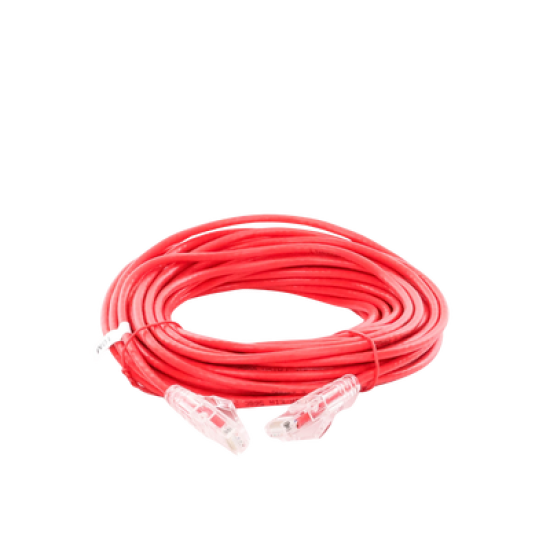 Cable de Parcheo Slim UTP Cat6A - 10 m Rojo Diámetro Reducido (28 AWG)