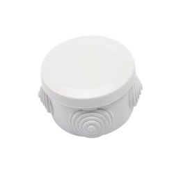 Caja Derivación-Conexión de Plástico Circular con 4 Glándulas de Goma (70 diámetro X 48 alto mm). Para Instalaciones Comerciales,  Residenciales e Industriales. Cerrado a Presión. 