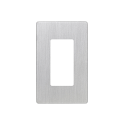 Placa de pared 1 espacio, diseño tipo metálico, para atenuador (dimmer), apagador ó control remoto inalámbrico LUTRON.