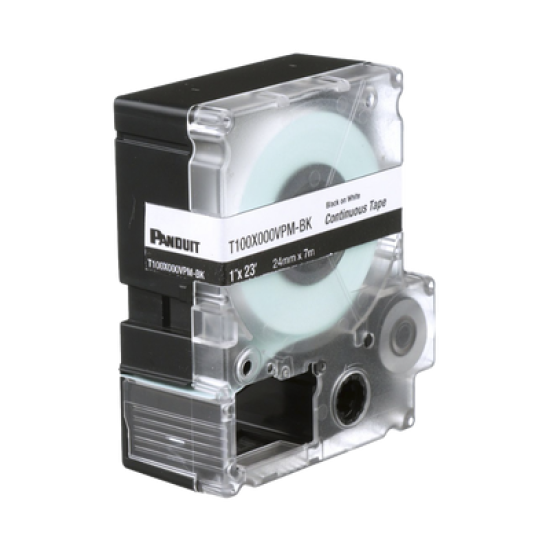  Casete de Etiquetas de Vinilo de Cinta Continua, Color Negro Sobre Blanco, Uso Interior/Exterior, 24 mm (1 in) de Ancho x 7.6 Metros de Largo