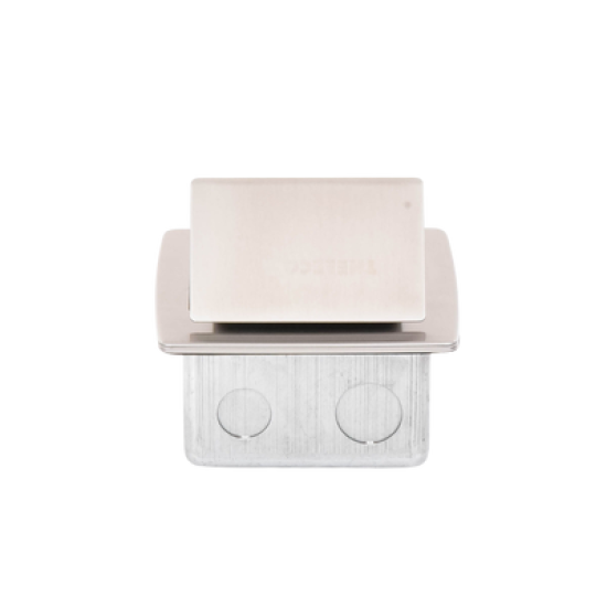 Mini caja de piso rectangular en acero inoxidable con 2 contactos eléctricos (11000-21201)