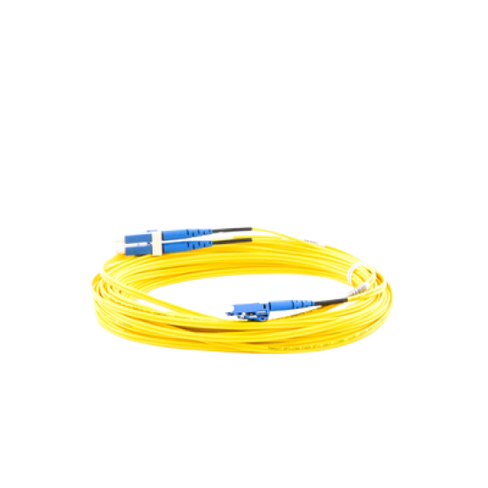 Jumper de Fibra Optica Monomodo 9/125 OS2, LC-LC Duplex, OFNR (Riser), Color Amarillo, 10 Metros