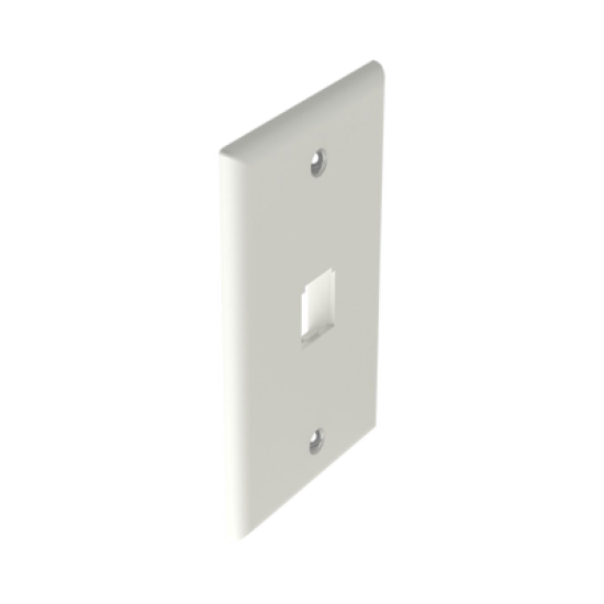 Placa de Pared Vertical Clásica, Salida Para 1 Puerto Mini-Com, Color Blanco Mate