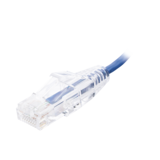 Cable de Parcheo Slim UTP Cat6 - 30 cm Azul Diámetro Reducido (28 AWG)