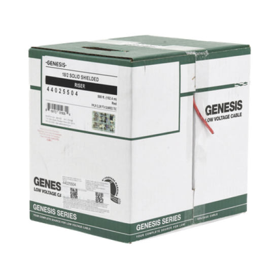 Bobina de 152 Metros de Alambre / 2 x 18 AWG / BLINDADO / Tipo FPLR / Color Rojo / Para Aplicaciones en Sistemas de Detección de Incendio y Sistemas de Evacuación