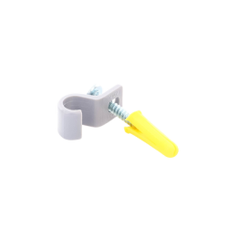 Kit de 12 grapas, 12 taquetes y 12 tornillos para sujetar conductores redondos o tubo en muro (2103-07240) 