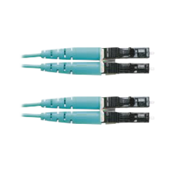 Jumper de Fibra Optica Multimodo 50/125 OM3, LC-LC Duplex, OFNR (Riser), Color Aqua, 9 Metros