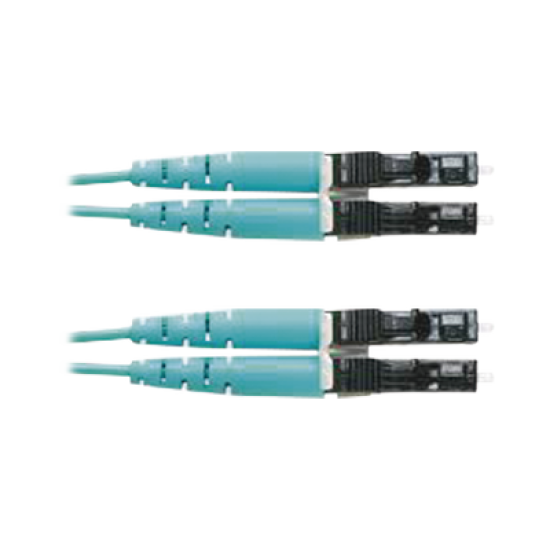 Jumper de Fibra Optica Multimodo 50/125 OM3, LC-LC Duplex, OFNR (Riser), Color Aqua, 9 Metros