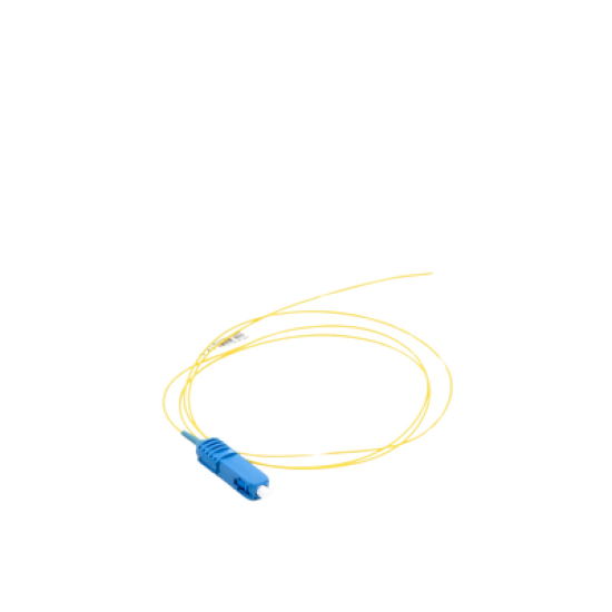 Pigtail de Fibra Óptica SC/UPC Simplex, Monomodo OS1/OS2 XGLO, OFNR, Color Amarillo, 1 Metro