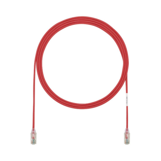 Cable de Parcheo TX6, UTP Cat6, Diámetro Reducido (28AWG), Color Rojo, 3ft 