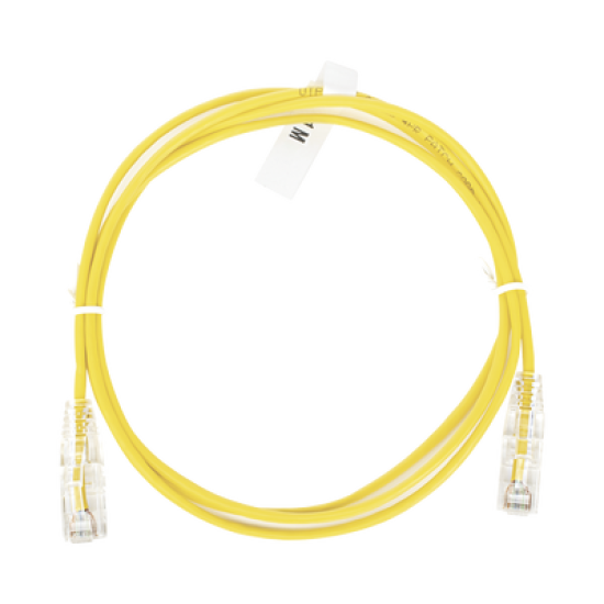 Cable de Parcheo Slim UTP Cat6 - 1 metro, Amarillo, Diámetro Reducido (28 AWG)