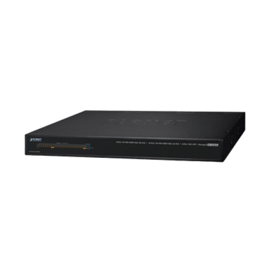 Switch AV Profesional para Integraciones Audiovisuales, , 8 Puertos PoE Gigabit 802.3bt, 16 Puertos PoE Gigabit 802.3at, 4 Puertos SFP 10 G, Hasta 450 W de Potencia