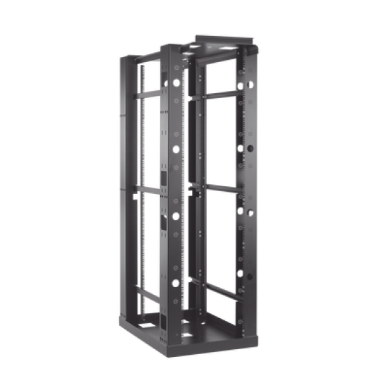 Rack de 4 Postes Sísmico, Estándar de 19 in, Rieles Con Orificio Para Tuerca Enjaulada, Fabricado en Acero, 45 Unidades de Rack, Color Negro