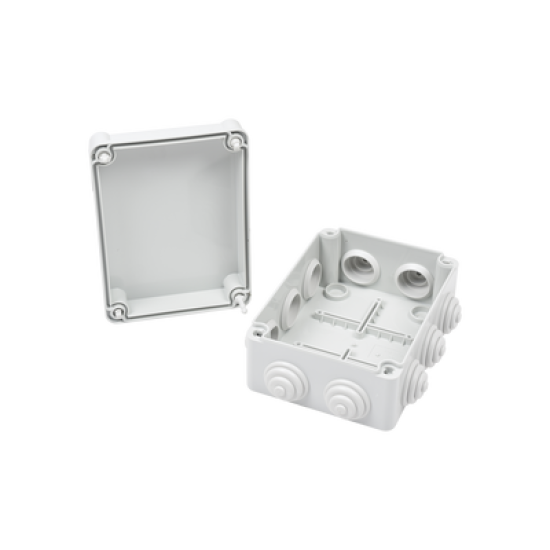 Caja de derivación de PVC Auto-Extinguible con 10 entradas, tapa y tornillo de media vuelta de 1/4