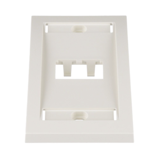 Placa de Pared Vertical Ejecutiva, Salida Para 2 Puertos Mini-Com, Con Espacios Para Etiquetas, Color Blanco Mate