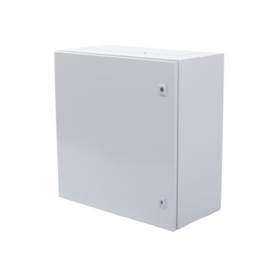 Gabinete de Acero IP66 Uso en Intemperie (600 x 600 x 300 mm) con Placa Trasera Interior Metálica y Compuerta Inferior Atornillable (Incluye Chapa y Llave T).
