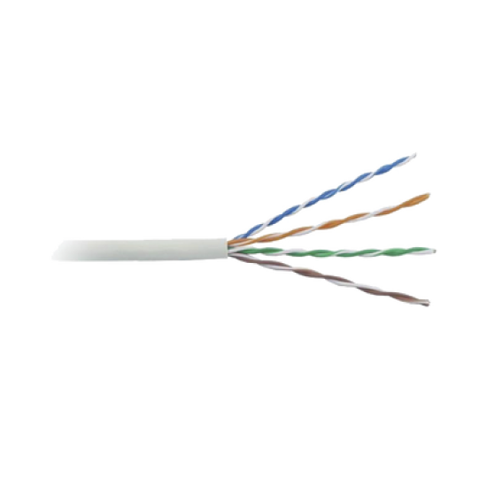  Cable Cat5e de alto rendimiento certificaciones ETL, UL,  de 500 ft ( 152.5 m ) de color Blanco, para aplicaciones en video vigilancia, redes de datos. Uso Interior.
